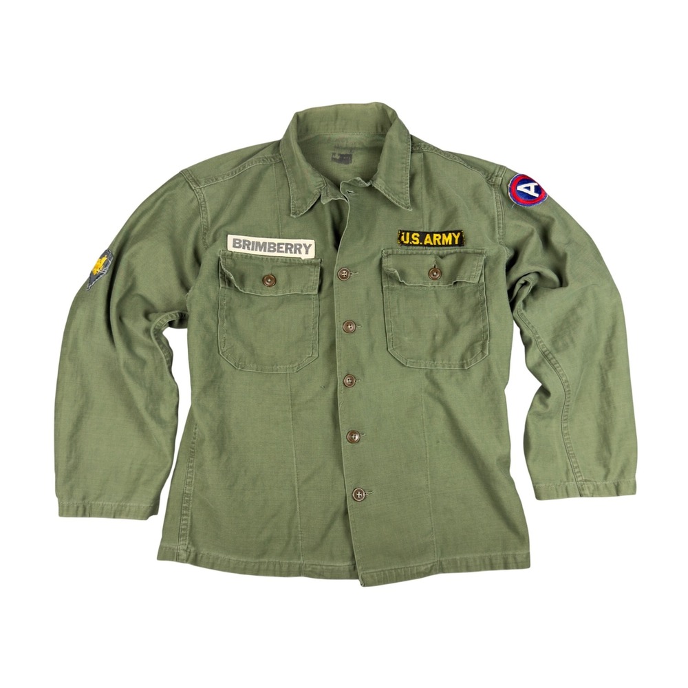Vtg 60s US Army OG-107 Type I Utility Shirt Men's Medium SP4 Third Army